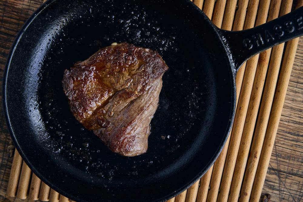 Fillet tail steak in pan