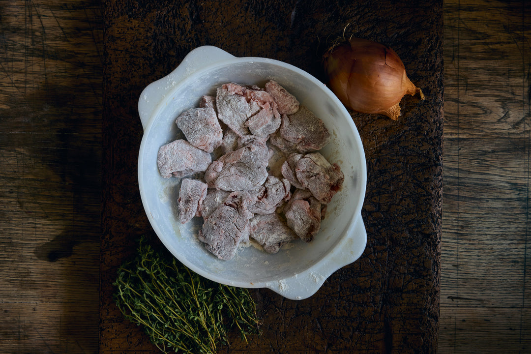 Floured beef shin