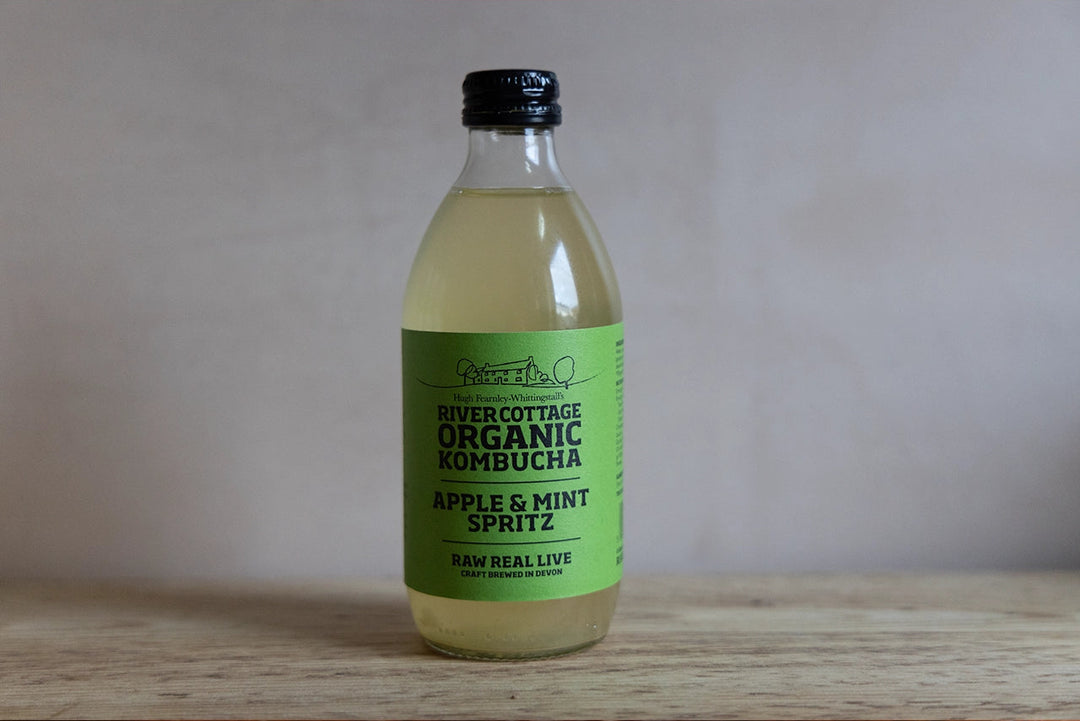 Kombucha on a wooden surface