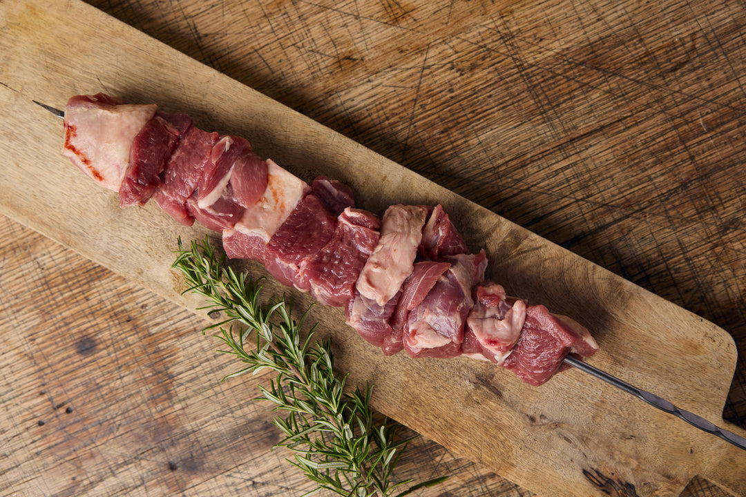 Diced lamb leg skewer