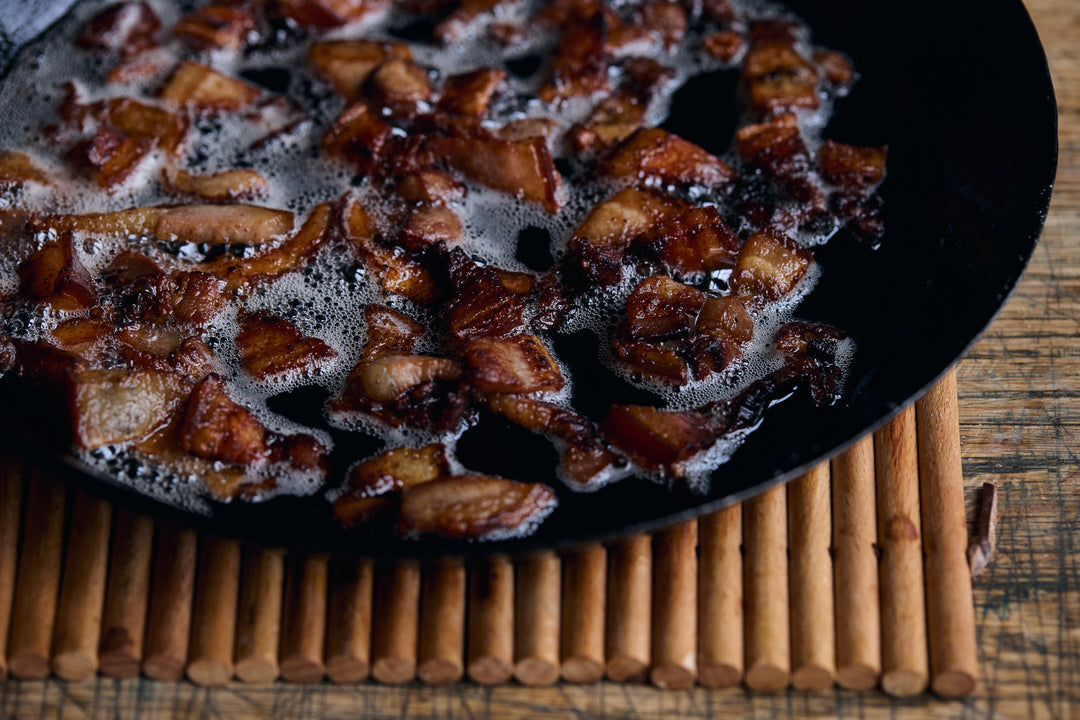 Frying smoked bacon lardons 