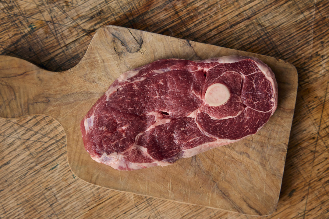 Grass fed leg of lamb gigot steak raw