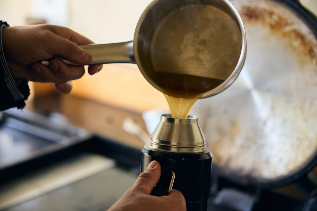 Hot beef bone broth