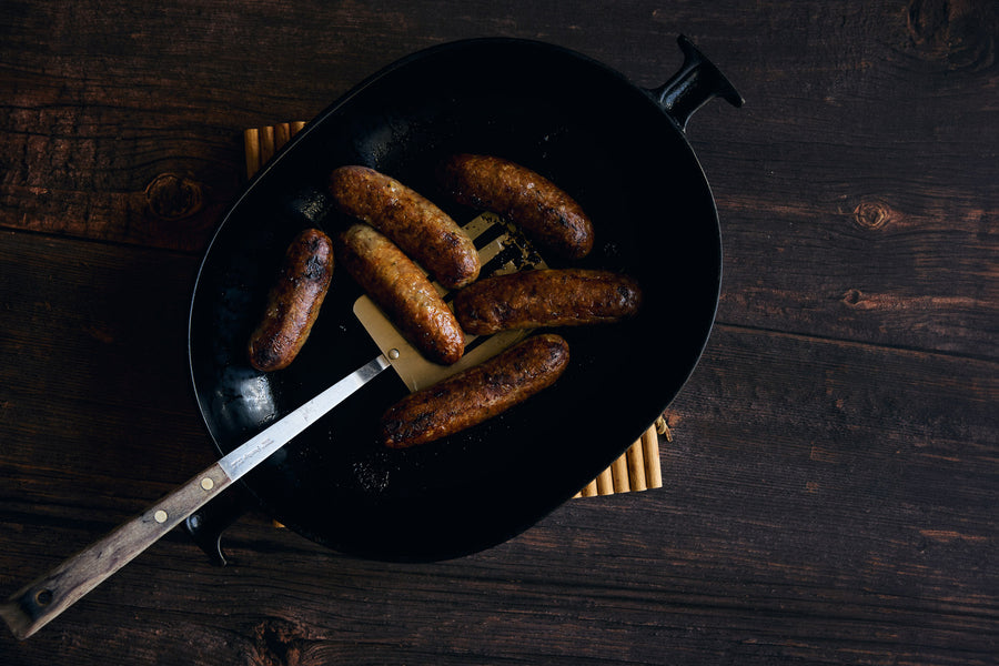 Leek and Chive Sausages Cooked