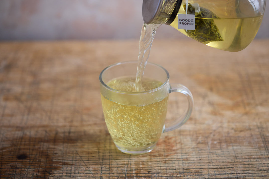 Pouring green tea